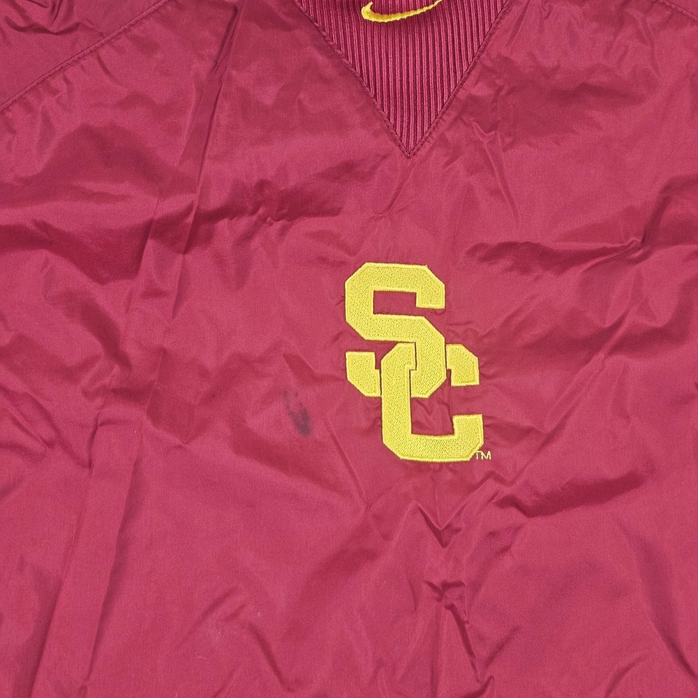 USC Trojans Jacket Mens XL Red NCAA Football Nike V Neck‎ Windbreaker Pullover - Picture 2 of 11